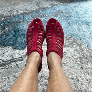 Arche Red Heels with Unique Cutout Design